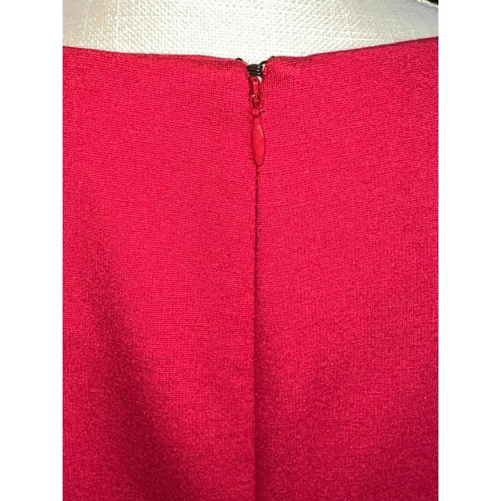 Chico’s Red Dress Bell Flare 3/4 Sleeves Midi Women Valentine Round Neck Holiday - Picture 6 of 11